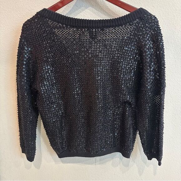 Marc By Marc Jacobs | XS | black open weave knit sequin Sweater - Picture 4 of 12